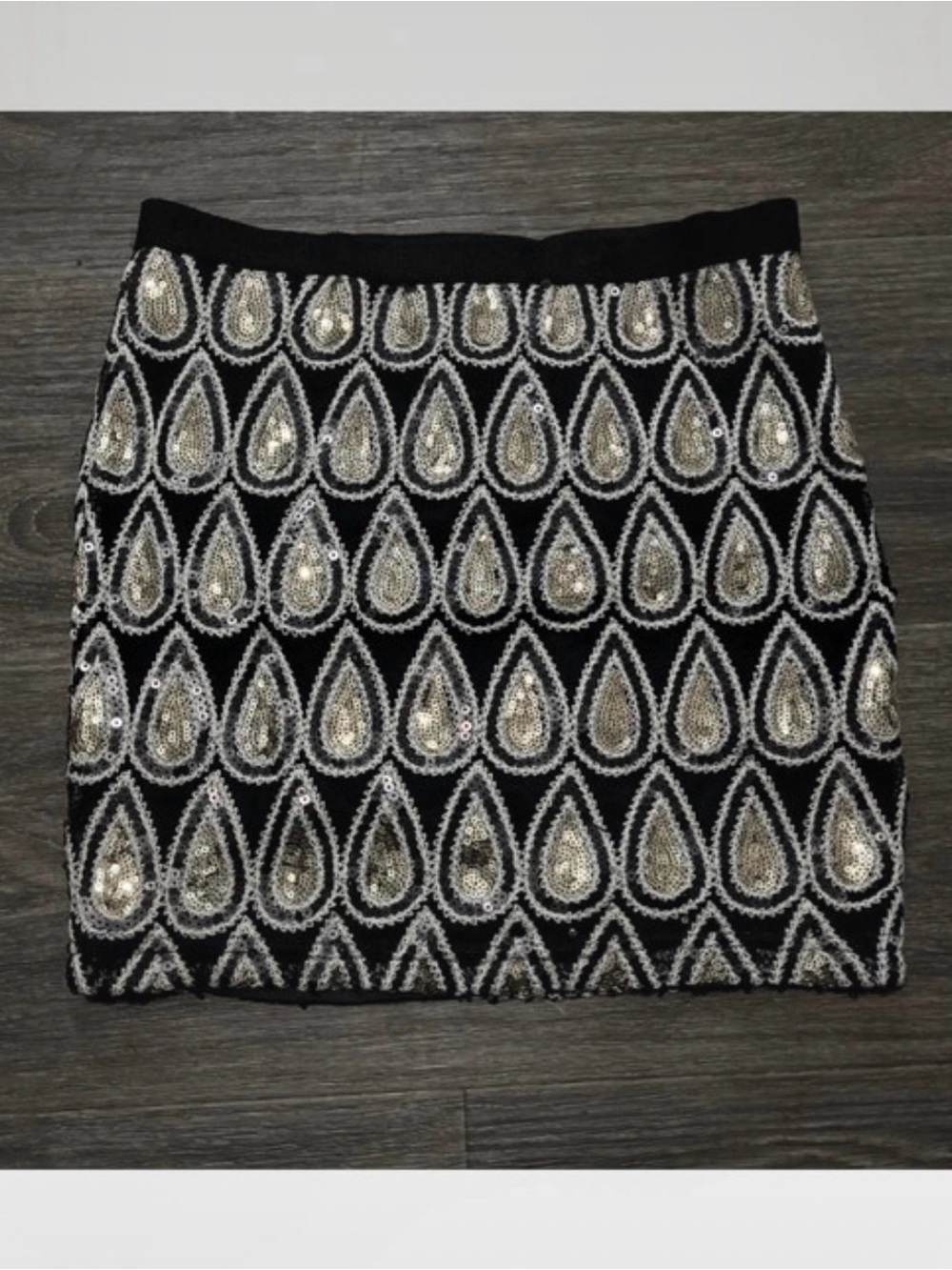 Black Sequin Teardrop Mini Skirt